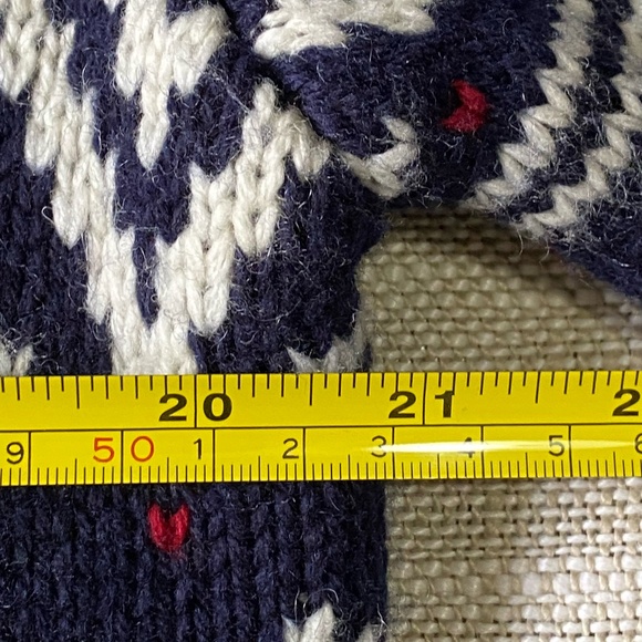 Daniel Hechter Blue Snowflake Wool Blend Holiday Shawl Collar Cardigan- Sz-L - Picture 12 of 13